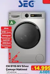 SEG CM 911S INV SİLVER ÇAMAŞIR MAKİNESİ 1000 DEVİR 9 KG fiyat ve kampanya bilgisi